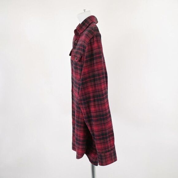 Jachs Red Red Plaid Flannel Medium Collared Dress Shirt Pocket Front - Picture 5 of 10